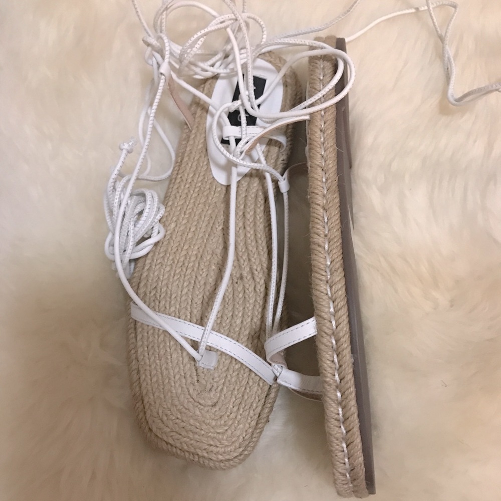 Aqua ankle tie lace up espadrille